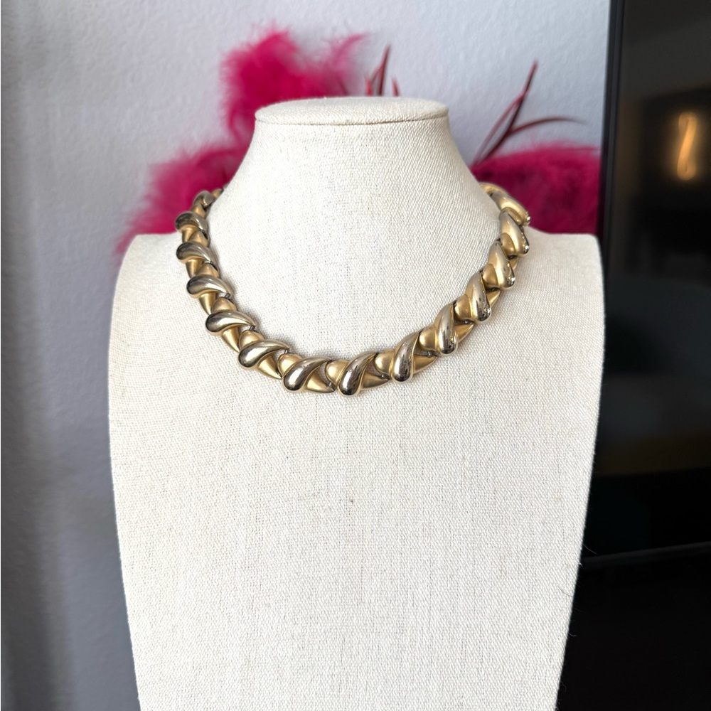 Vintage Edwin Pearl Gold and Silver Necklace - Picture 4 of 8